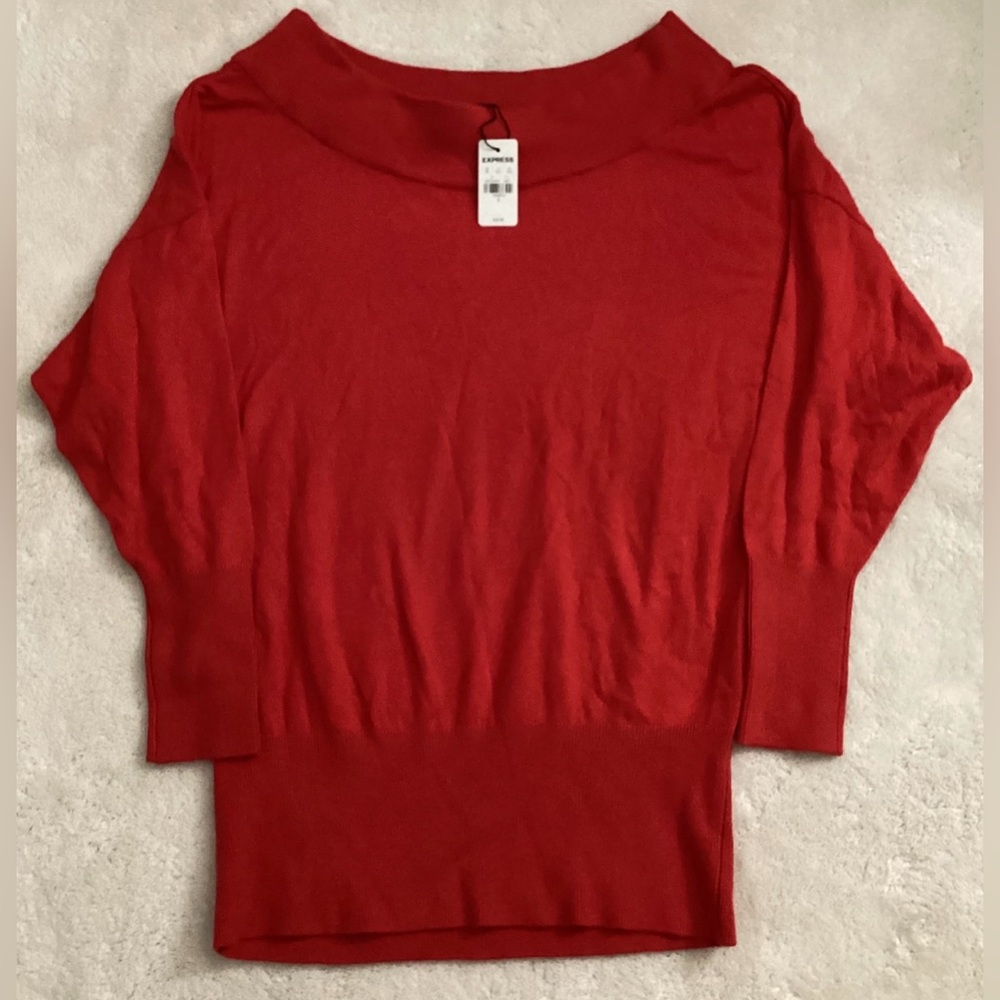 NEW Express Ladies Sweater Size S Long Sleeve Red Pullover Christmas Party NWT